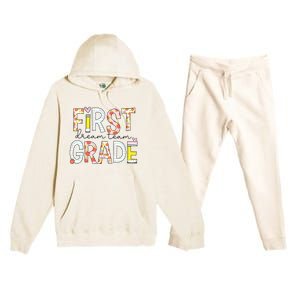 1st Grade Dream Team Teacher Happy First Day Of School Premium Hooded Sweatsuit Set