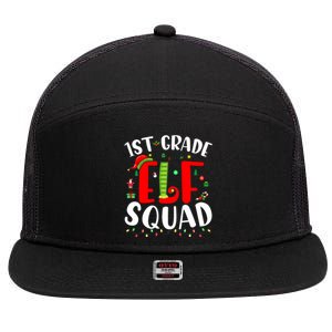 1st Grade Elf Squad Funny Christmas Elf Teacher Student Gift 7 Panel Mesh Trucker Snapback Hat