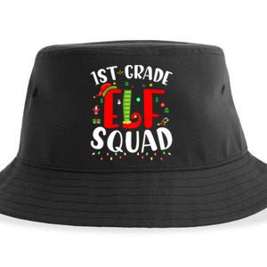 1st Grade Elf Squad Funny Christmas Elf Teacher Student Gift Sustainable Bucket Hat