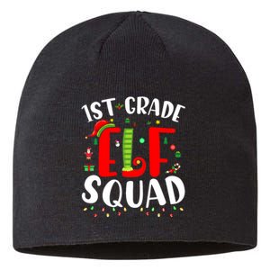 1st Grade Elf Squad Funny Christmas Elf Teacher Student Gift Sustainable Beanie