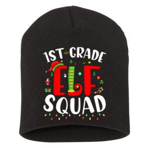 1st Grade Elf Squad Funny Christmas Elf Teacher Student Gift Short Acrylic Beanie