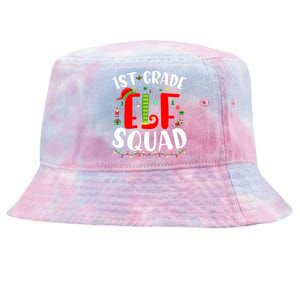 1st Grade Elf Squad Funny Christmas Elf Teacher Student Gift Tie-Dyed Bucket Hat