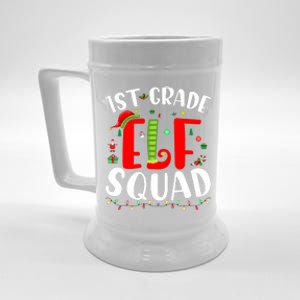 1st Grade Elf Squad Funny Christmas Elf Teacher Student Gift Beer Stein