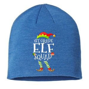 1st Grade Elf Squad Funny Elementary Teacher Christmas  Sustainable Beanie