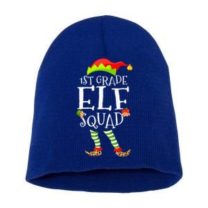 1st Grade Elf Squad Funny Elementary Teacher Christmas  Short Acrylic Beanie