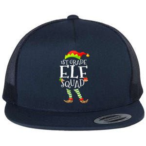 1st Grade Elf Squad Funny Elementary Teacher Christmas  Flat Bill Trucker Hat