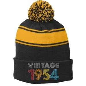 1954 Gift For Women Made Born In 1954 Stripe Pom Pom Beanie