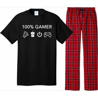 100% Gamer Funny Pizza Power Controller Cool Gamer Gift Pajama Set