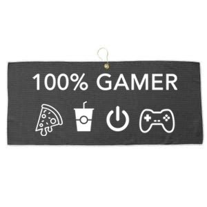 100% Gamer Funny Pizza Power Controller Cool Gamer Gift Large Microfiber Waffle Golf Towel