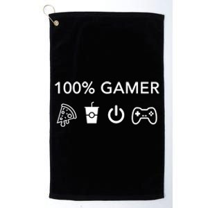 100% Gamer Funny Pizza Power Controller Cool Gamer Gift Platinum Collection Golf Towel