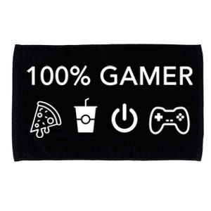 100% Gamer Funny Pizza Power Controller Cool Gamer Gift Microfiber Hand Towel