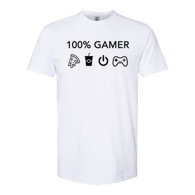 100% Gamer Funny Pizza Power Controller Cool Gamer Gift Softstyle® CVC T-Shirt