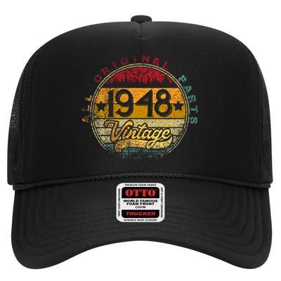 1948 Gift For 75th Birthday 75 Years Old Men Women Vintage High Crown Mesh Back Trucker Hat