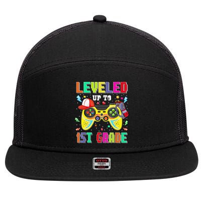 1St Grade Gamer First Day Of First Grade Back To School 7 Panel Mesh Trucker Snapback Hat