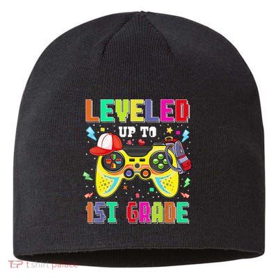 1St Grade Gamer First Day Of First Grade Back To School Sustainable Beanie