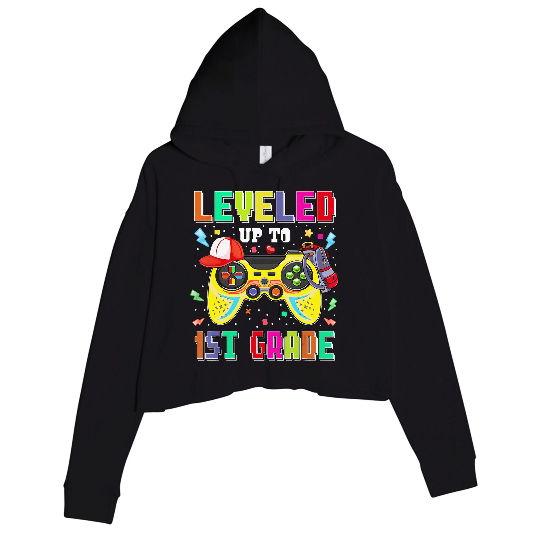 1St Grade Gamer First Day Of First Grade Back To School Crop Fleece Hoodie