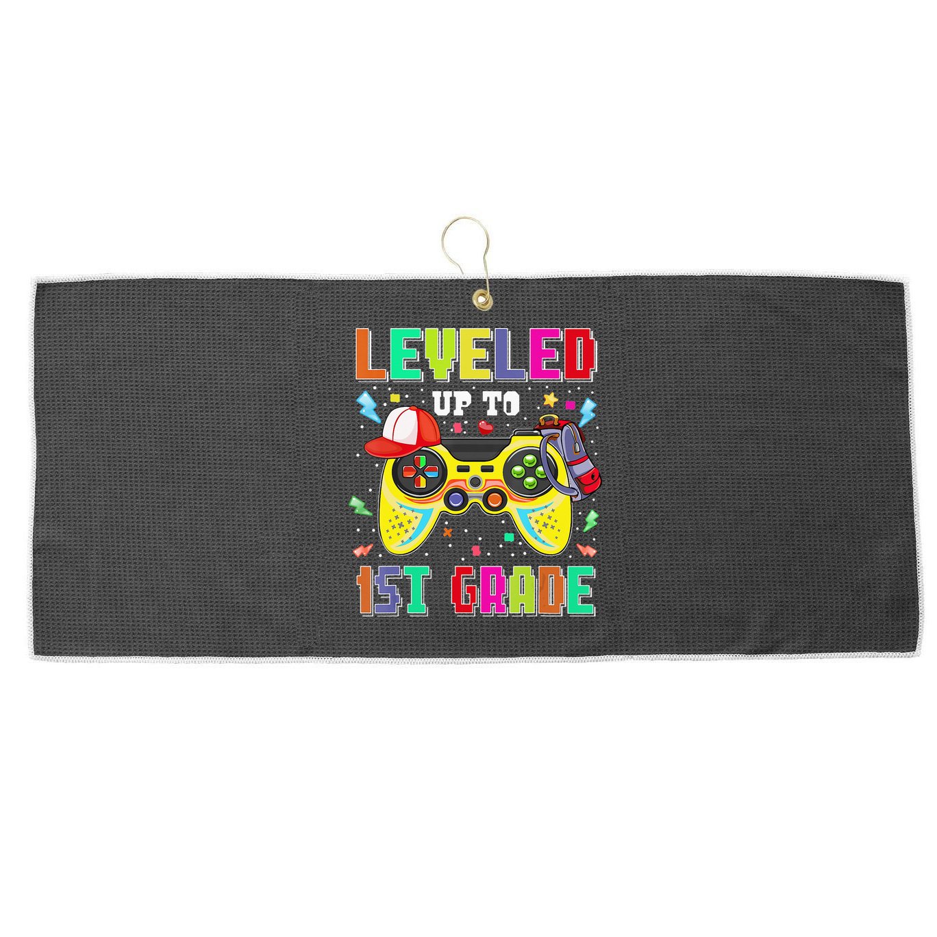 1St Grade Gamer First Day Of First Grade Back To School Large Microfiber Waffle Golf Towel