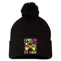 1St Grade Gamer First Day Of First Grade Back To School Pom Pom 12in Knit Beanie