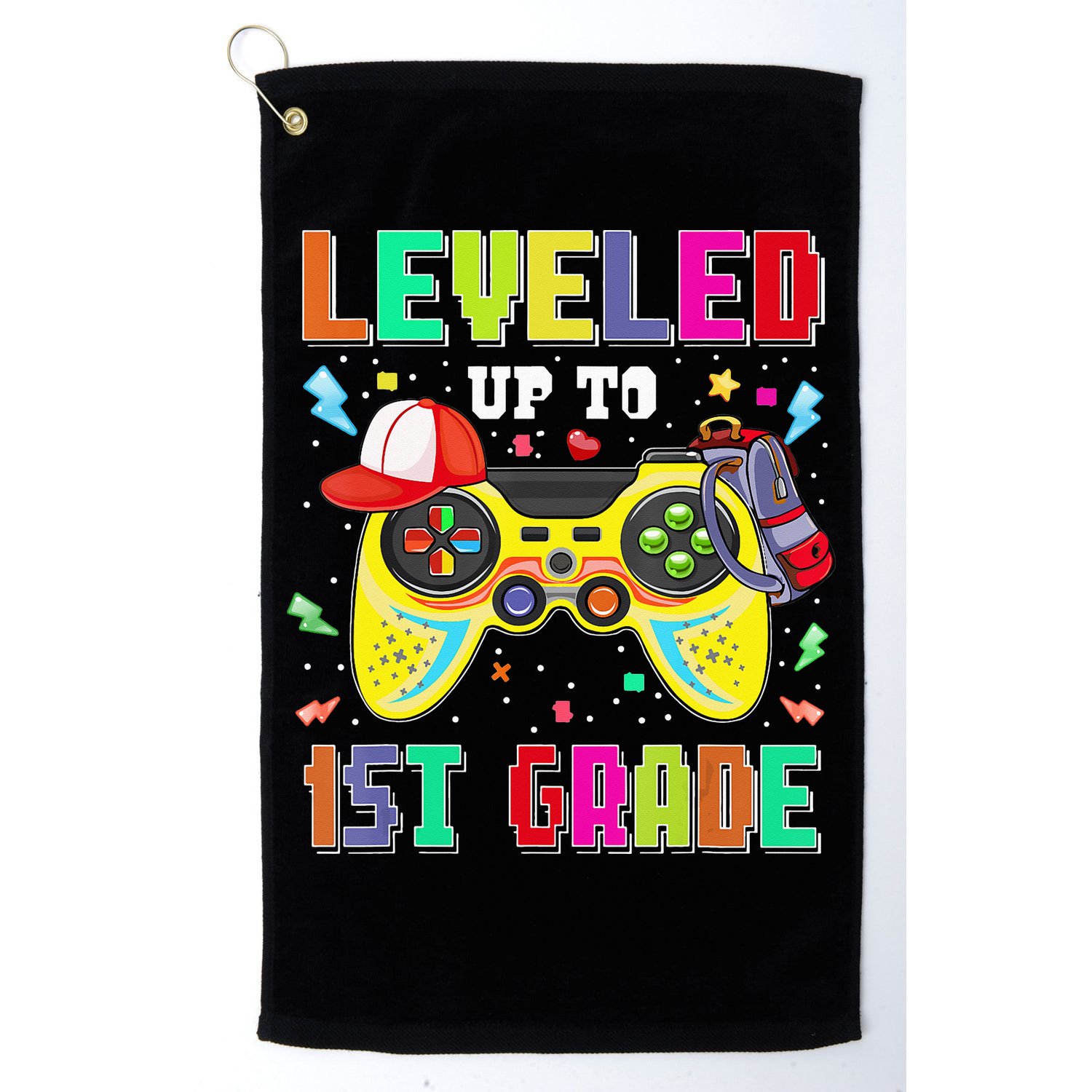 1St Grade Gamer First Day Of First Grade Back To School Golf Towel