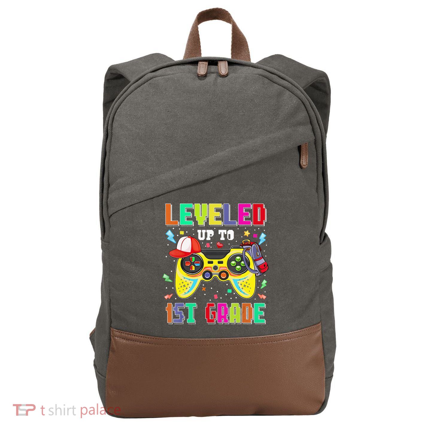 1St Grade Gamer First Day Of First Grade Back To School Cotton Canvas Backpack