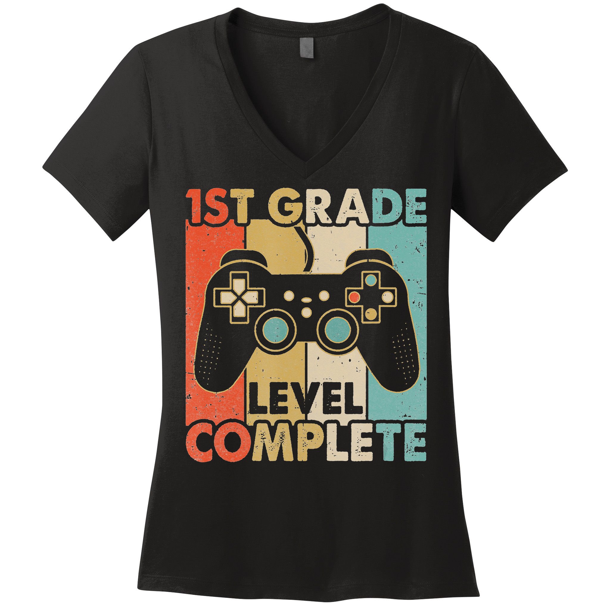 1St Grade Graduation Level Complete Video Games Women's V-Neck T-Shirt