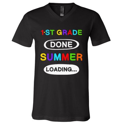 1st Grade Graduation 1st Grade Done Summer Loading V-Neck T-Shirt