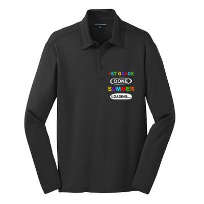 1st Grade Graduation 1st Grade Done Summer Loading Silk Touch Performance Long Sleeve Polo