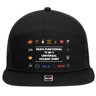 17funny Giftinfunny Gift1 Universal Holiday Pixel Art (V2) Gift 7 Panel Mesh Trucker Snapback Hat