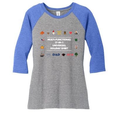 17funny Giftinfunny Gift1 Universal Holiday Pixel Art (V2) Gift Women's Tri-Blend 3/4-Sleeve Raglan Shirt