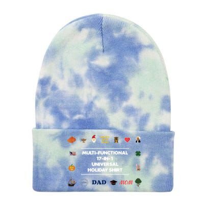 17funny Giftinfunny Gift1 Universal Holiday Pixel Art (V2) Gift Tie Dye 12in Knit Beanie