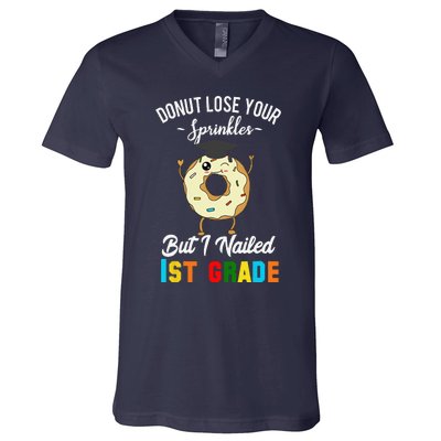 1st Grade Graduation Donut Funny Quote First Grader V-Neck T-Shirt