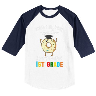 1st Grade Graduation Donut Funny Quote First Grader Baseball Sleeve Shirt