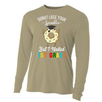 1st Grade Graduation Donut Funny Quote First Grader Cooling Performance Long Sleeve Crew