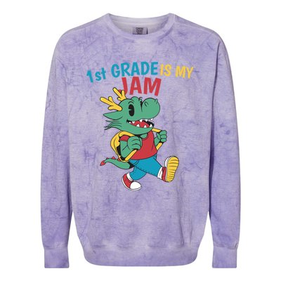 1St Grade Is My Jam First Grade Drag To School Gift Colorblast Crewneck Sweatshirt