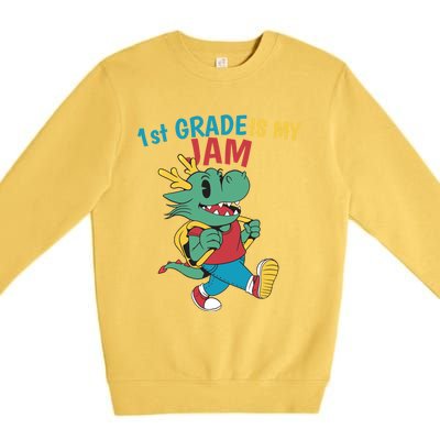 1St Grade Is My Jam First Grade Drag To School Gift Premium Crewneck Sweatshirt