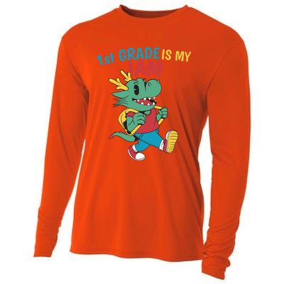 1St Grade Is My Jam First Grade Drag To School Gift Cooling Performance Long Sleeve Crew