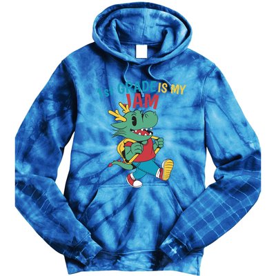 1St Grade Is My Jam First Grade Drag To School Gift Tie Dye Hoodie