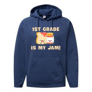 1St Grade Is My Jam Funny 1St Grade Teachers Cool Gift Performance Fleece Hoodie