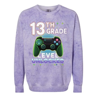 13th Grade Level Unlocked Video Gamer Teenager Birthday Colorblast Crewneck Sweatshirt