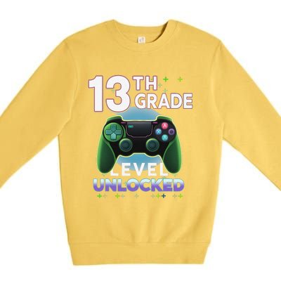 13th Grade Level Unlocked Video Gamer Teenager Birthday Premium Crewneck Sweatshirt