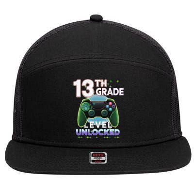 13th Grade Level Unlocked Video Gamer Teenager Birthday 7 Panel Mesh Trucker Snapback Hat