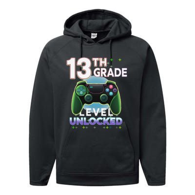 13th Grade Level Unlocked Video Gamer Teenager Birthday Performance Fleece Hoodie