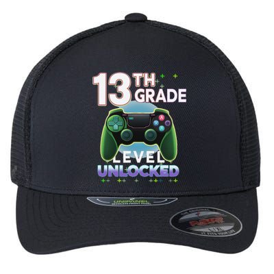 13th Grade Level Unlocked Video Gamer Teenager Birthday Flexfit Unipanel Trucker Cap