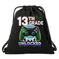 13th Grade Level Unlocked Video Gamer Teenager Birthday Drawstring Bag