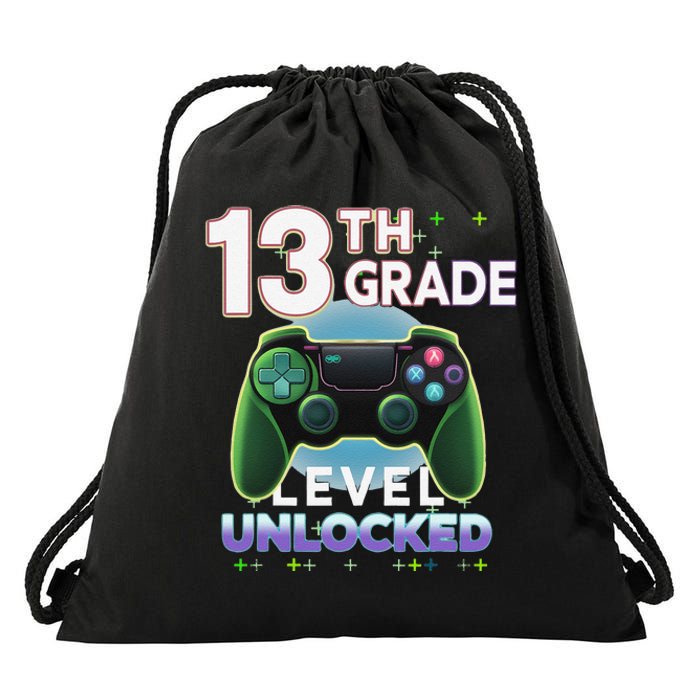 13th Grade Level Unlocked Video Gamer Teenager Birthday Drawstring Bag