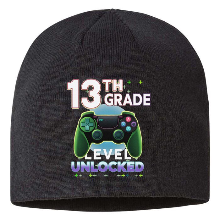 13th Grade Level Unlocked Video Gamer Teenager Birthday Sustainable Beanie