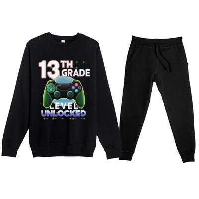 13th Grade Level Unlocked Video Gamer Teenager Birthday Premium Crewneck Sweatsuit Set