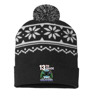 13th Grade Level Unlocked Video Gamer Teenager Birthday USA-Made Snowflake Beanie