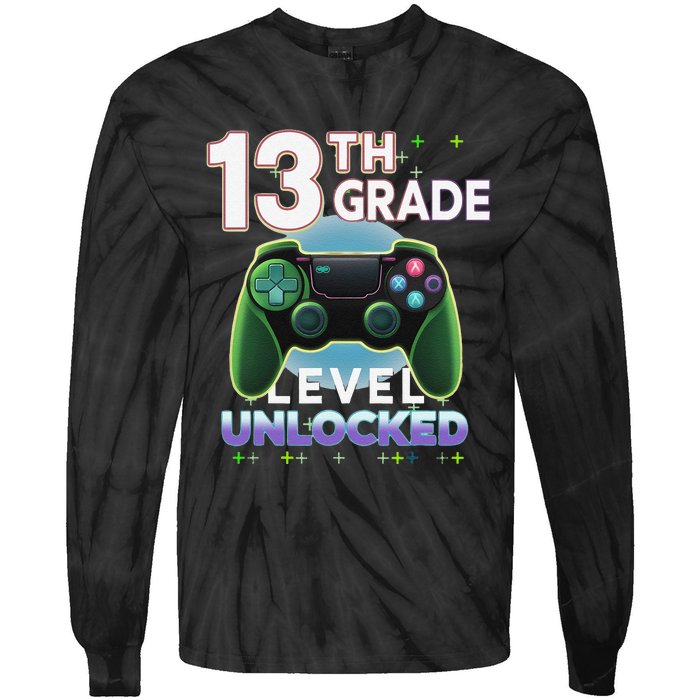 13th Grade Level Unlocked Video Gamer Teenager Birthday Tie-Dye Long Sleeve Shirt