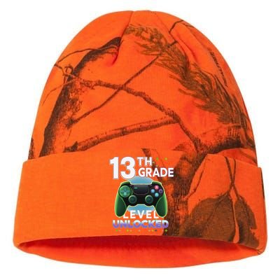 13th Grade Level Unlocked Video Gamer Teenager Birthday Kati Licensed 12" Camo Beanie